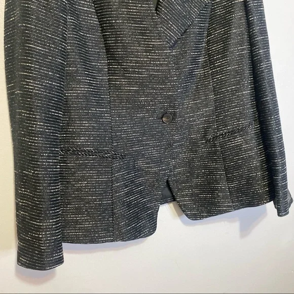 Layfayette148 New York Black And White One Collar Blazer Size 14 - Picture 3 of 7